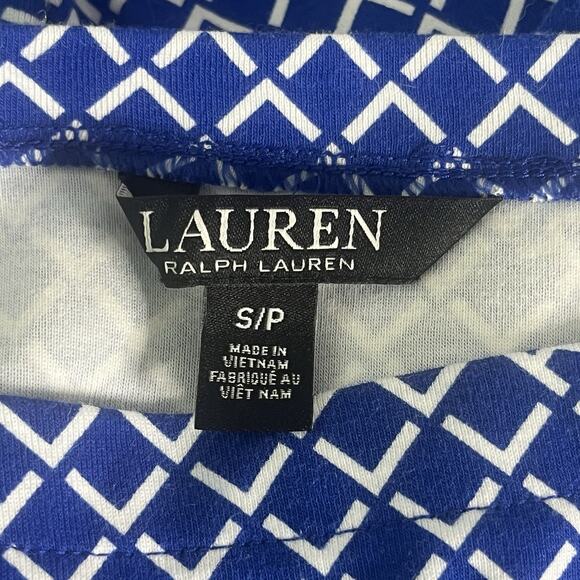 Lauren Ralph Lauren Lot of 2 Tops S/P Boat Neck Stretch Red Floral Blue Geo - Picture 8 of 12
